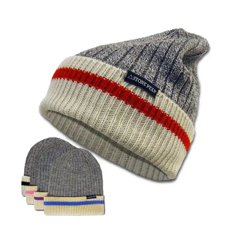 Mens beanie hat on sale with peak