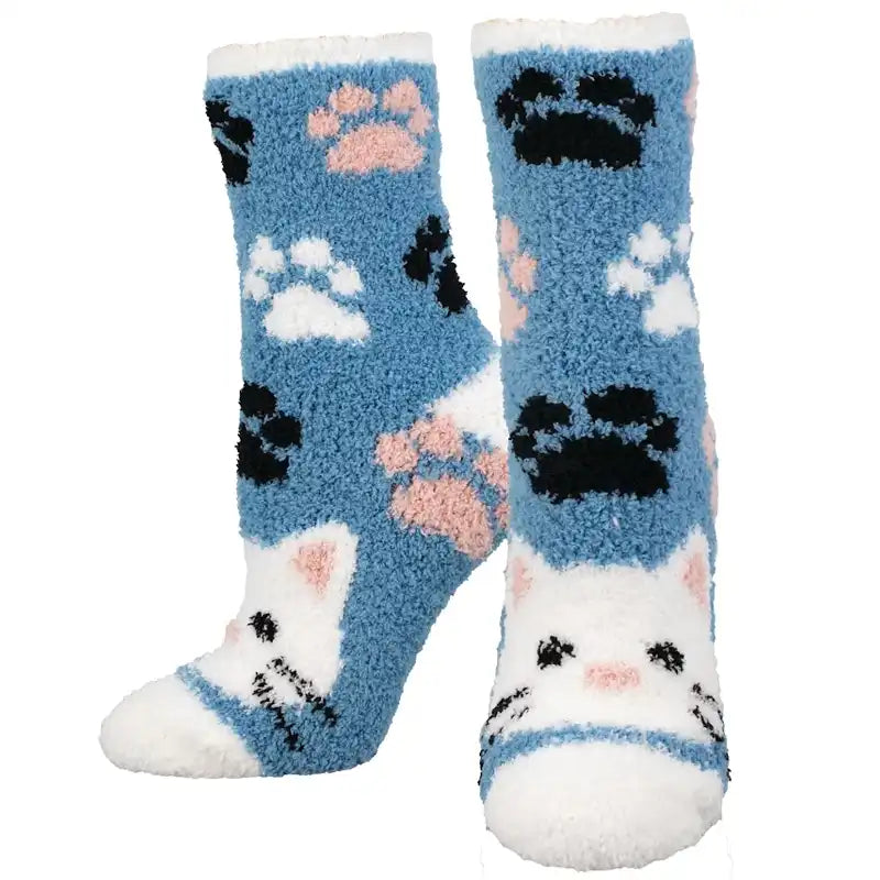 Women's Plush Sock Kitten Blue