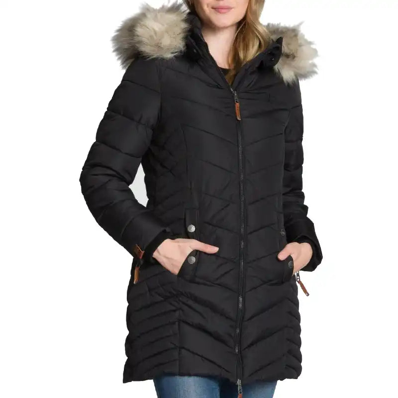 Navahoo B847 Winterjas voor dames, parka, warm gevoerde capuchon, bruin Navahoo B847 Winterjas voor dames, parka, warm gevoerde capuchon, bruin