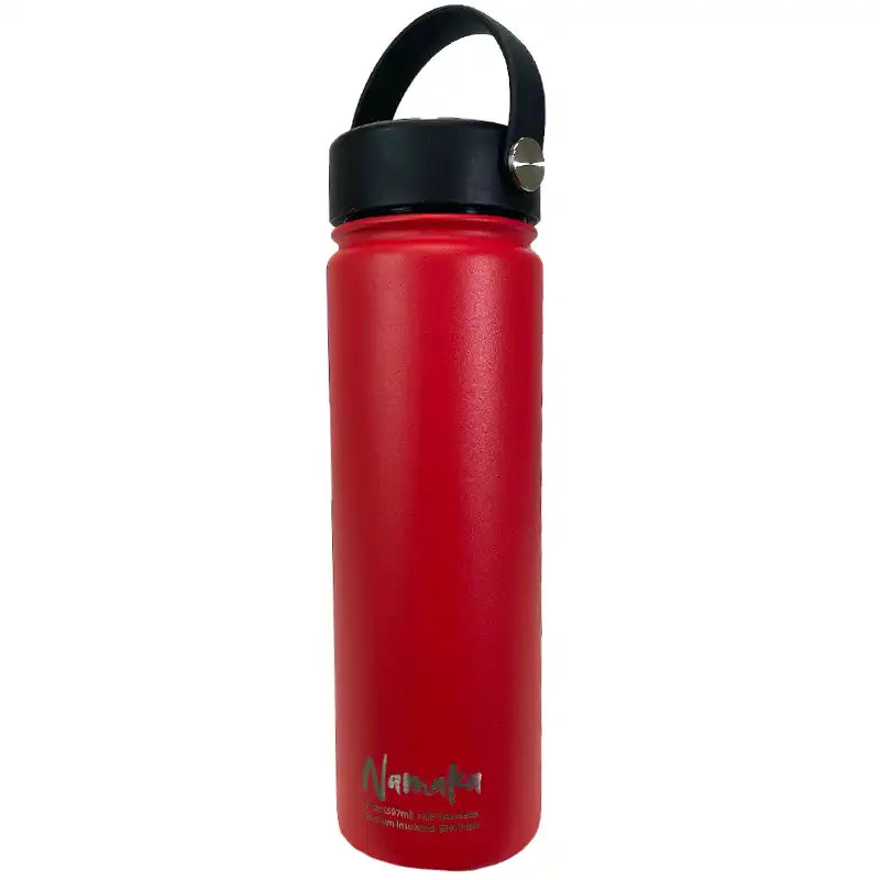 Red vacuum insulated water bottle.
