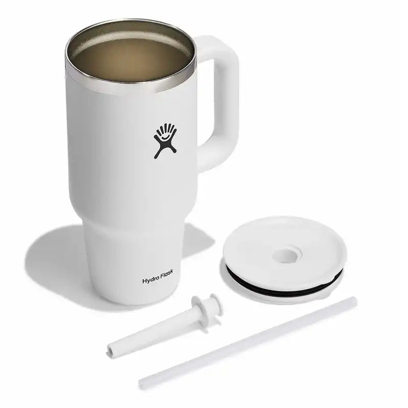 Stainless travel mug with straw