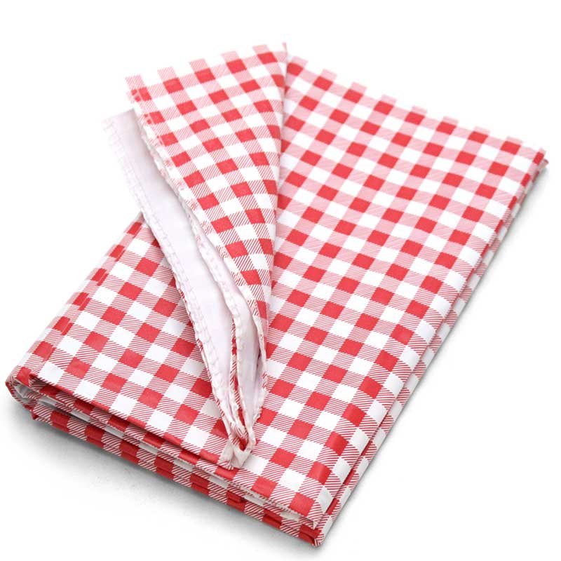 Red and white checked outdoor tablecloth
