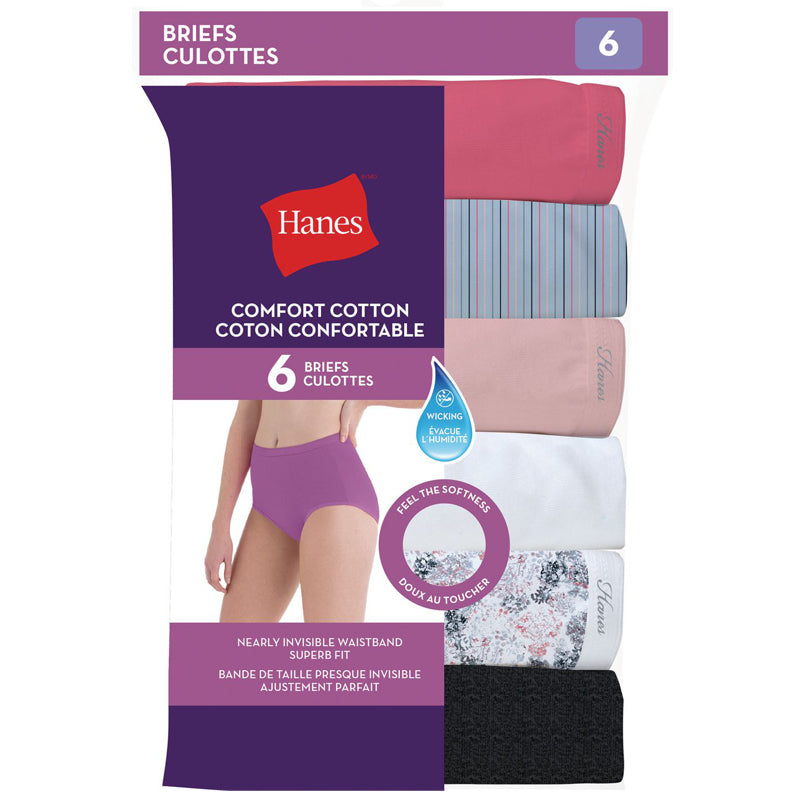 Hanes Women's 6 Pack Cotton Brief (Bonus +2), Assorted, 6 at
