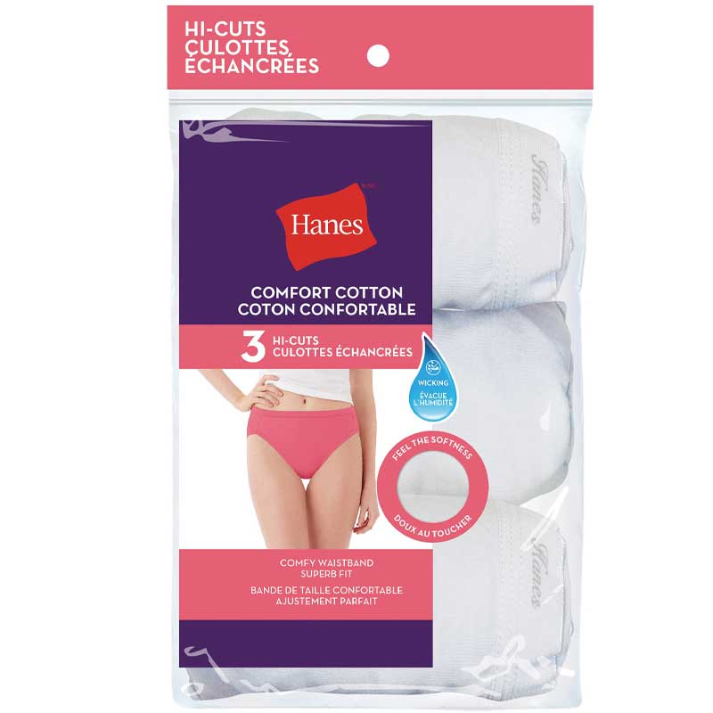Hanes Ladies Hi-Cut 3 Pack Underwear