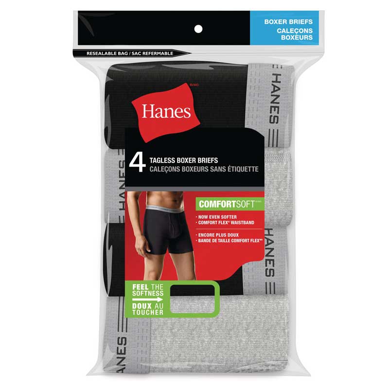Hanes Explorer Men's Boxer Briefs Underwear, Red/Blue, 2-Pack