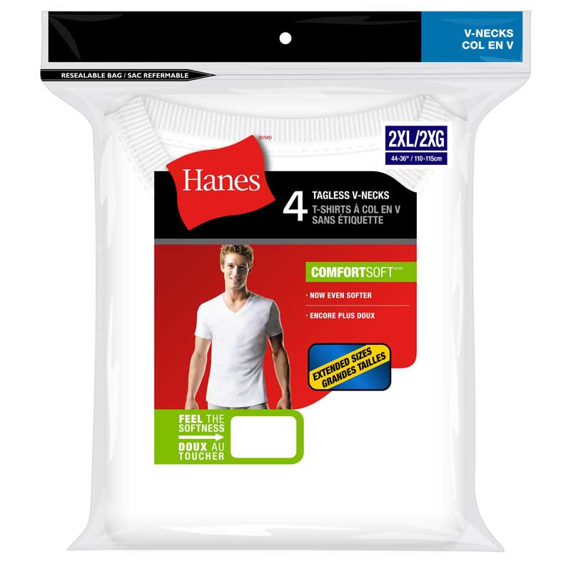 Hanes Men's V-Neck Tee shirt - 4 pack