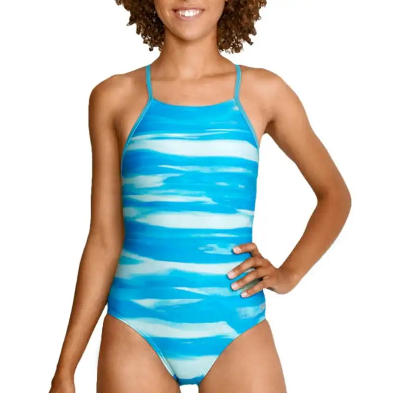 Speedo Women's Painted Flyer Swimsuit Blue