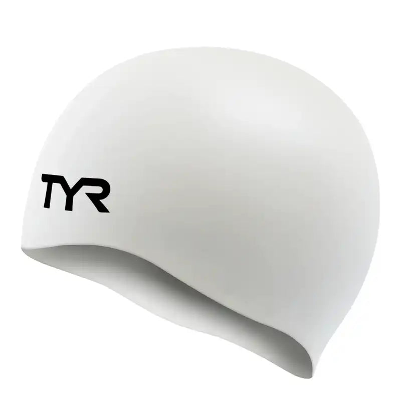 TYR Adult Silicone White Swim Cap