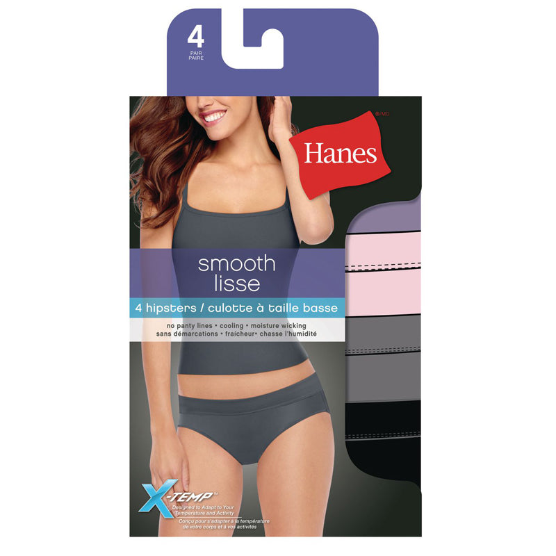 4 Hanes Premium Invisible Smooth Women's Size 5 Low Rise Briefs