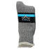 Gray sock with a blue and black band featuring 'Stone Peak Athletics'