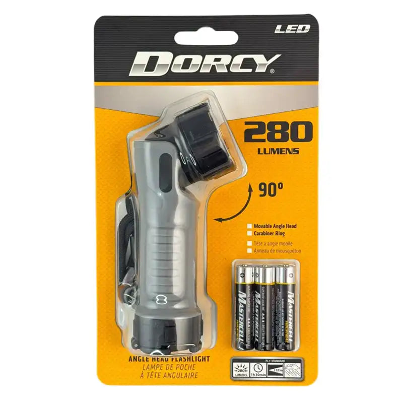 Dorcy swivel flashlight in packaging.