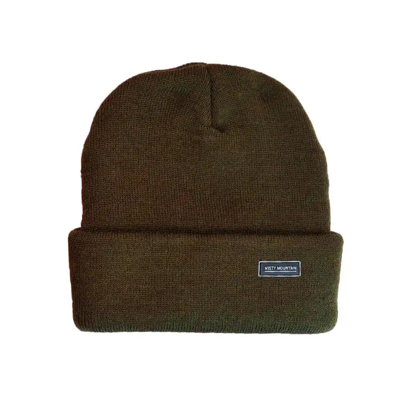 Misty Mountain Knitted Winter Beanie in Olive Drab Green