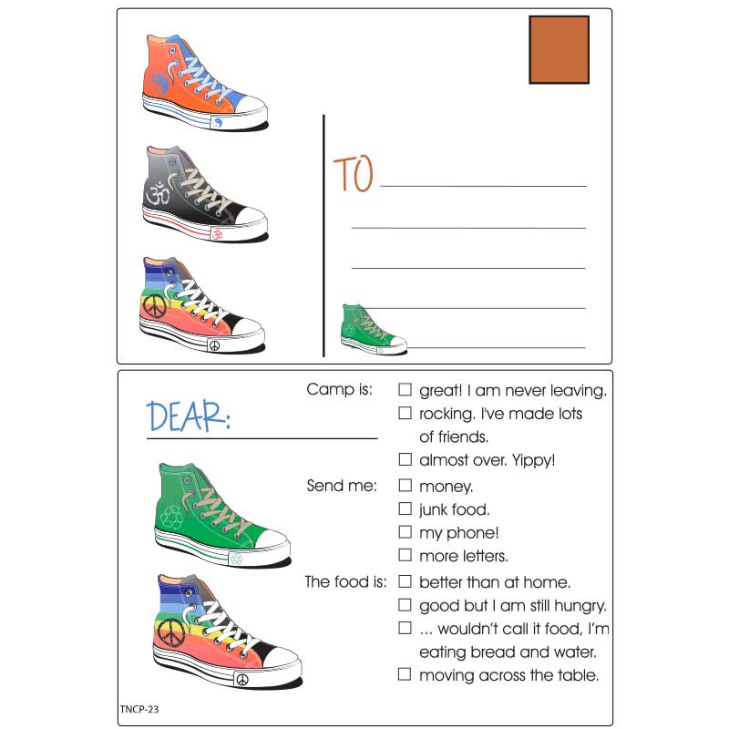 Footwear at camp postcards