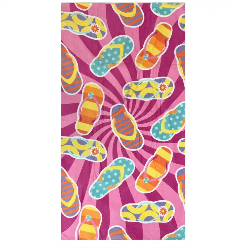 Cotton Velour Beach Towel - Flip Flops