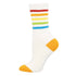 White Pajama Knit super soft sock with Coloured sport stripes and contrast heel and toe