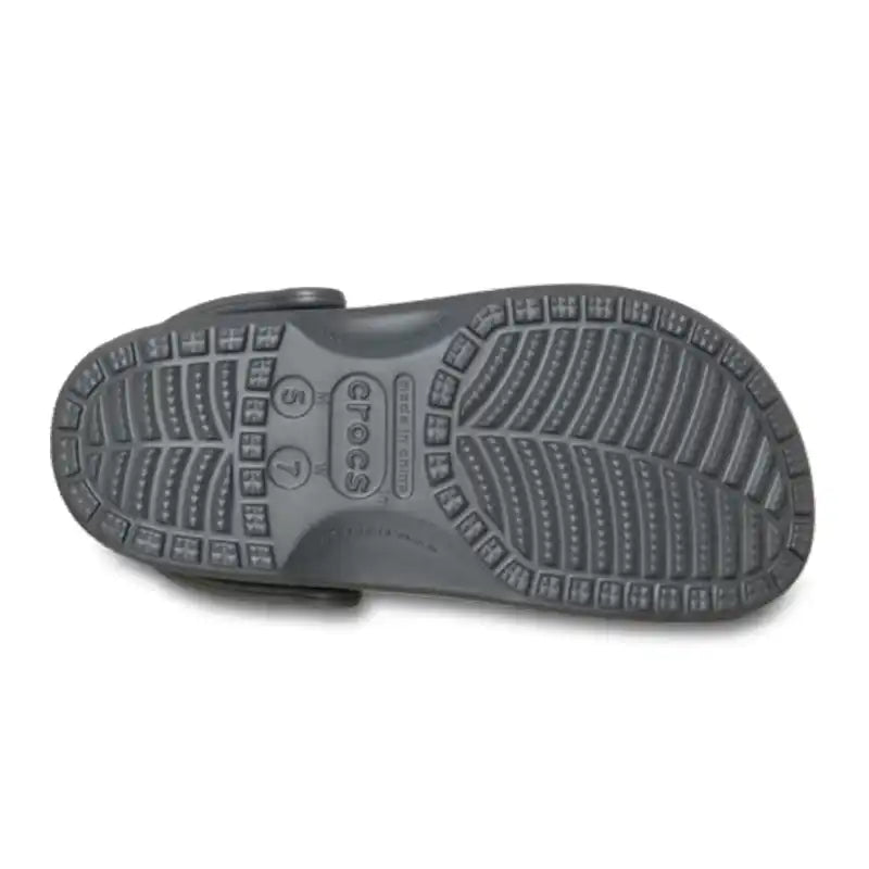 Black Crocs sole with tread pattern