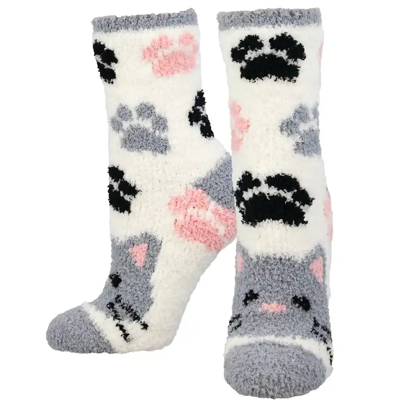 Women's Plush Sock Kittens Whie