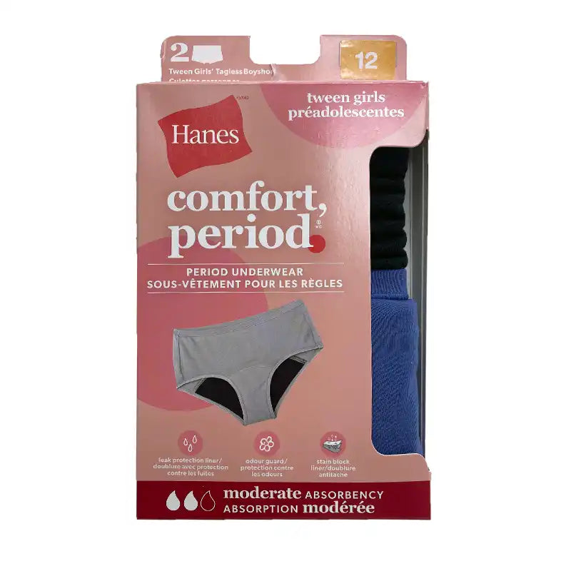 Hanes comfort period Boy Short underwear packaging 