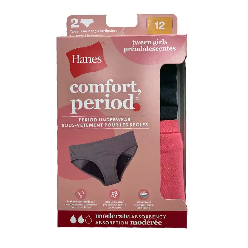 Hanes comfort period underwear packaging