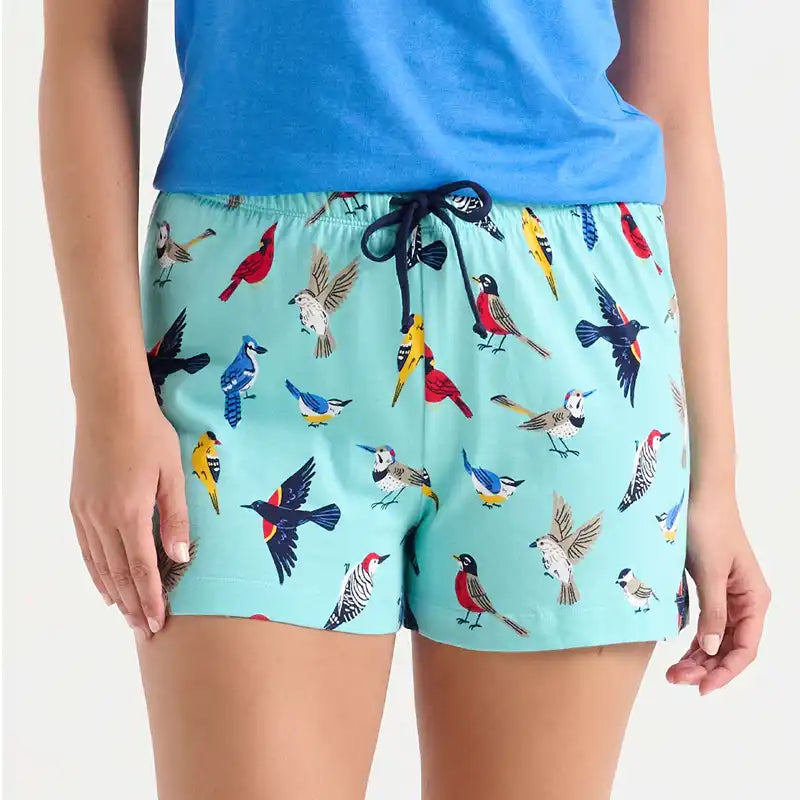 Bird Print Ladies Pajama Shorts