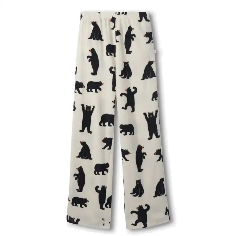Bear Printed Women's Fuzzy Polar Pants