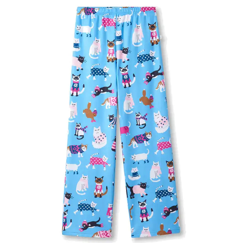 Cats Printed Women's Fuzzy Polar Pants