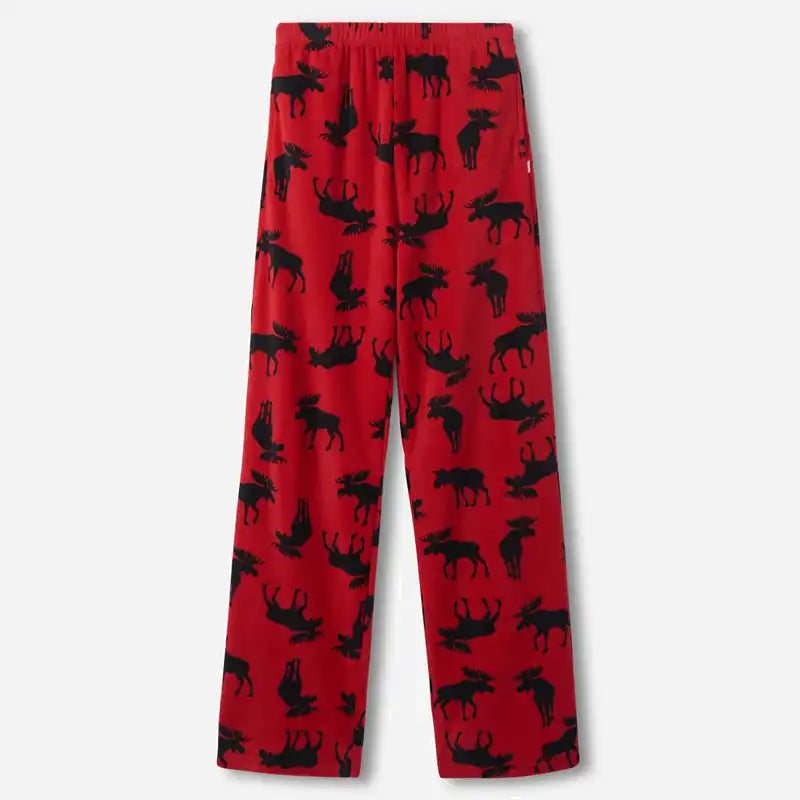 Moose Printed Women's Fuzzy Polar Pants