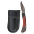 Folding knife with a wooden handle and black sheath