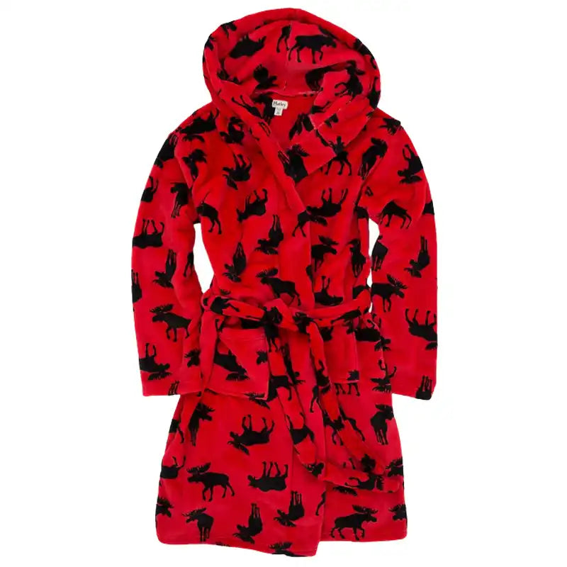 Moose on red Bath Robe