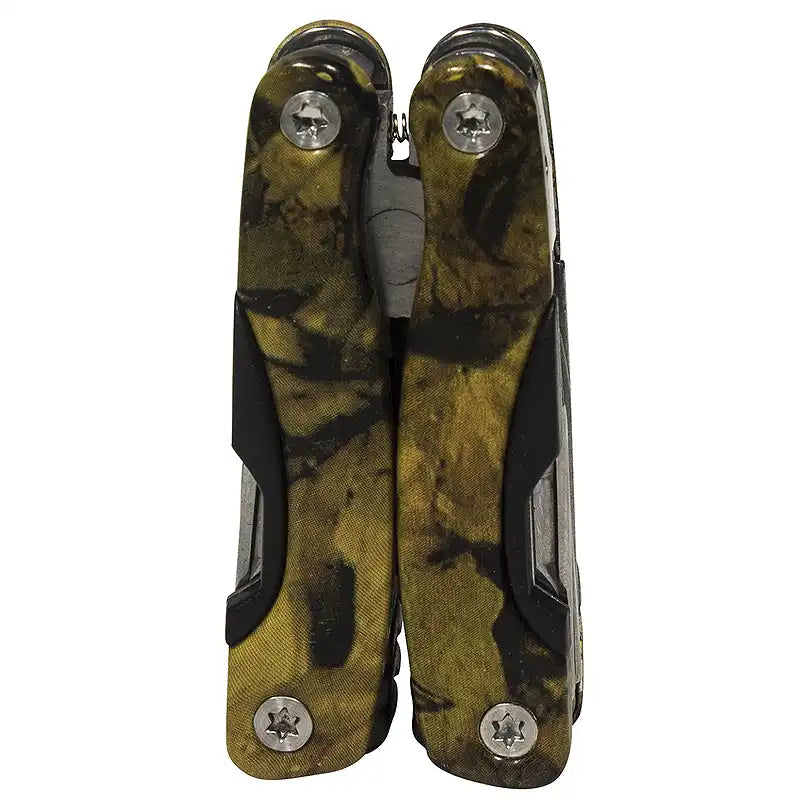 Folded, camouflage-patterned multi-tool