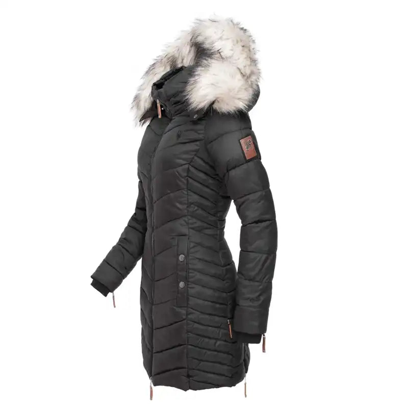 Navahoo Winterjas voor dames (S-3XL) - capuchon met trekkoord, deels honingraatachtige structuur - N108, Dark-Olive, XL Navahoo Winterjas voor dames (S-3XL) - capuchon met trekkoord, deels honingraatachtige structuur - N108, Dark-Olive, XL