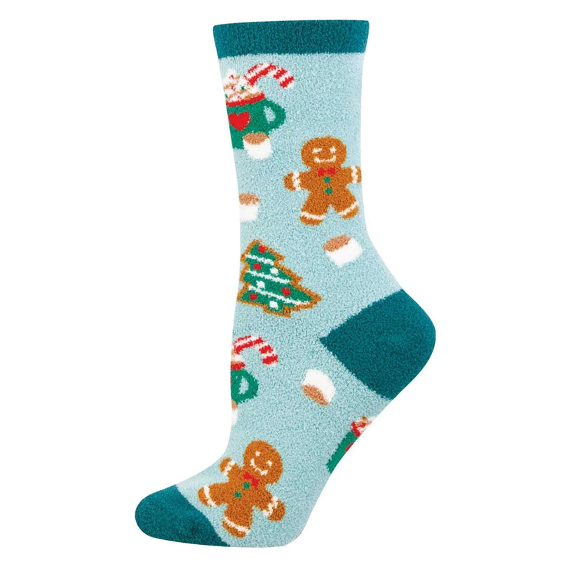 Soft P.J. Socks with seasonal&nbsp;gingerbread cookies, candy canes and festive goodies.