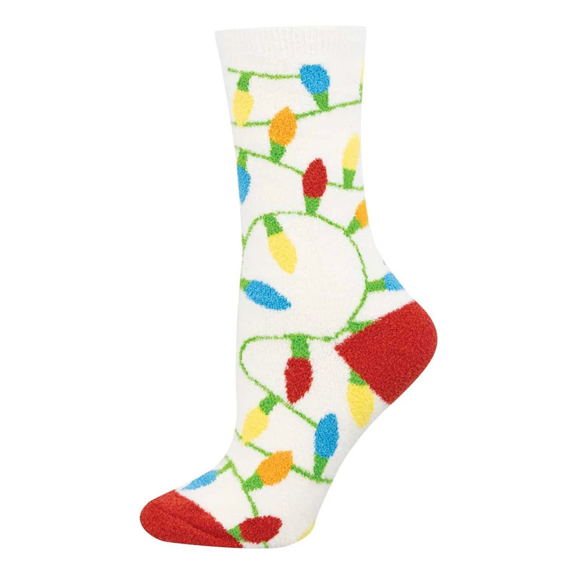 Soft P.J. Socks with a tangle of colorful holiday lights.