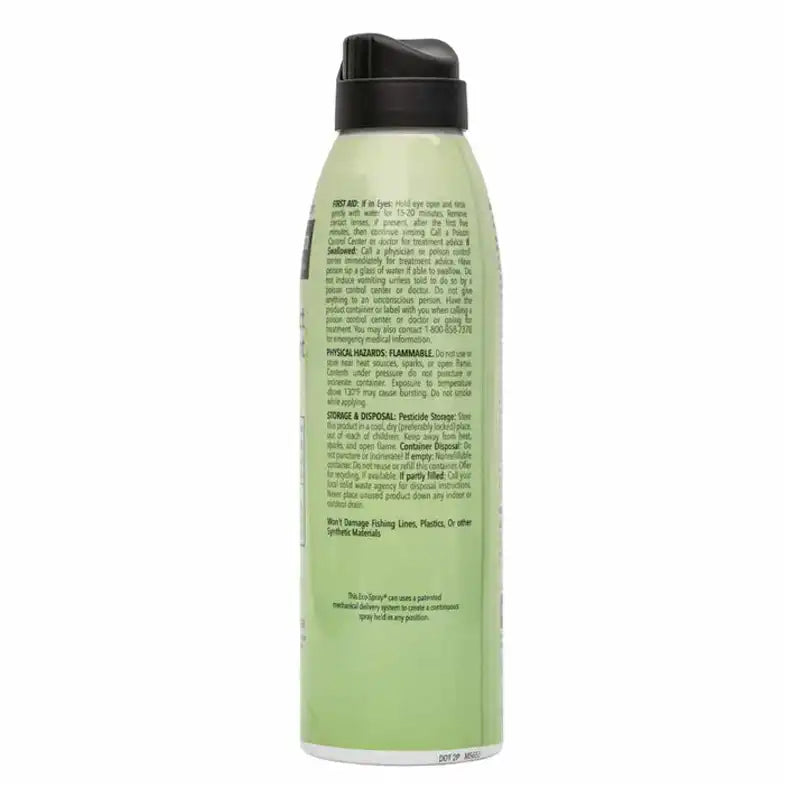 Green spray bottle with black cap and application instructions