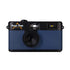 Blue camera with black accents on a white background