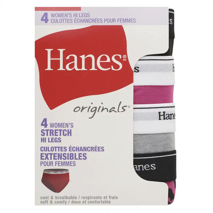 Hanes Originals Ladies Hi Legs 4 Pack Assorted