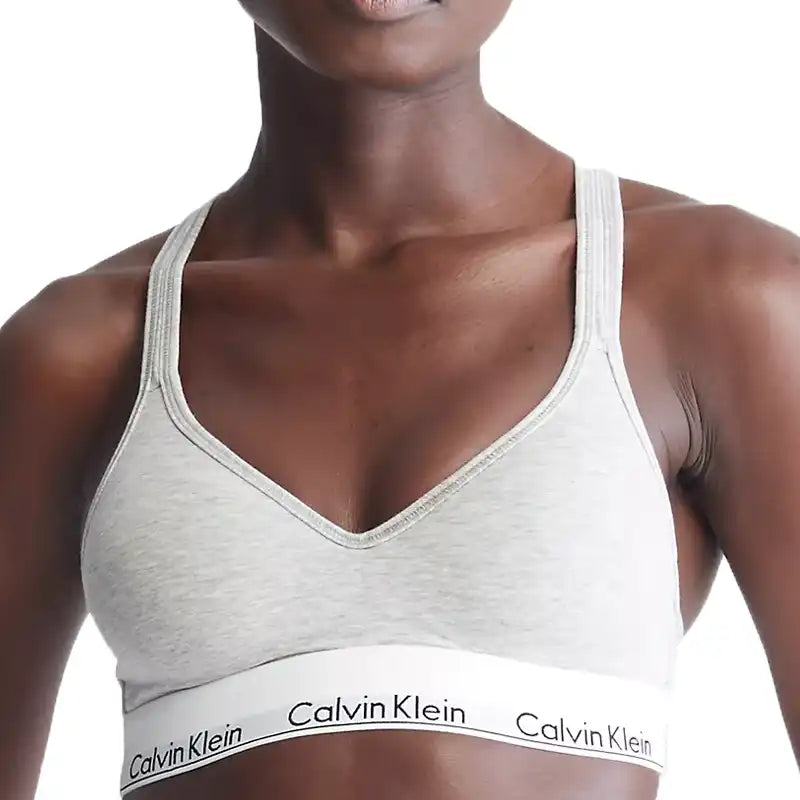 Womens Calvin Klein grey Padded Logo Bralette