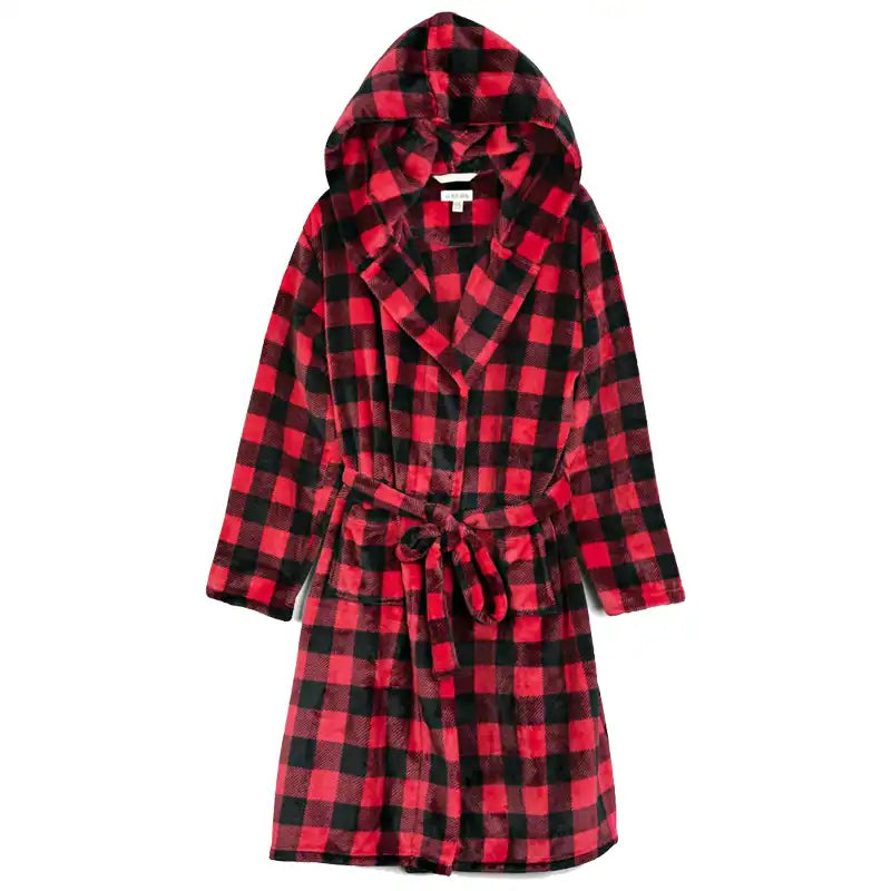 Red Plaid Robe for Adults