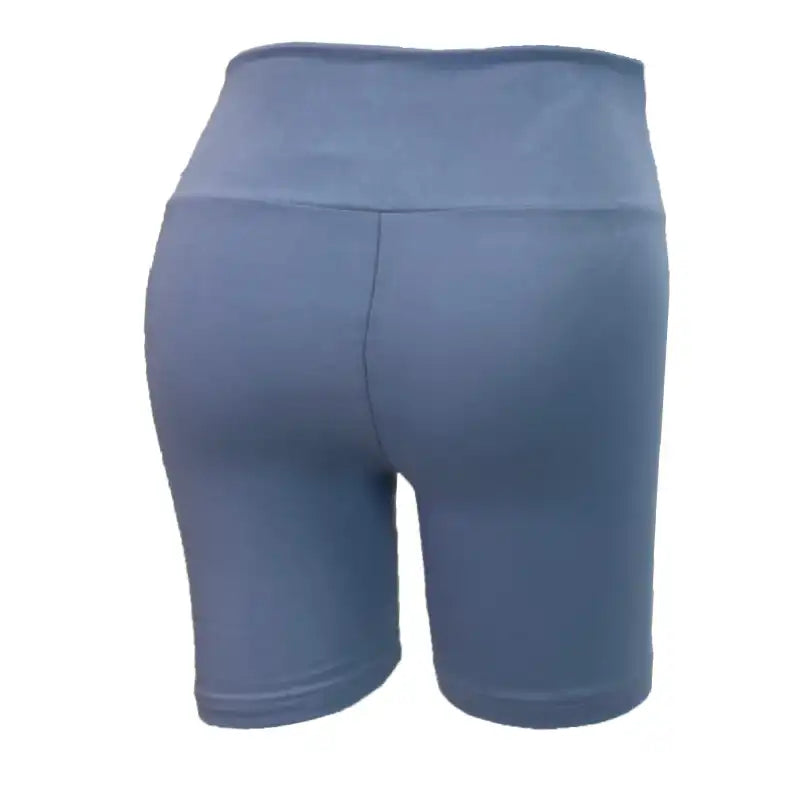 Blue athletic shorts on a white background