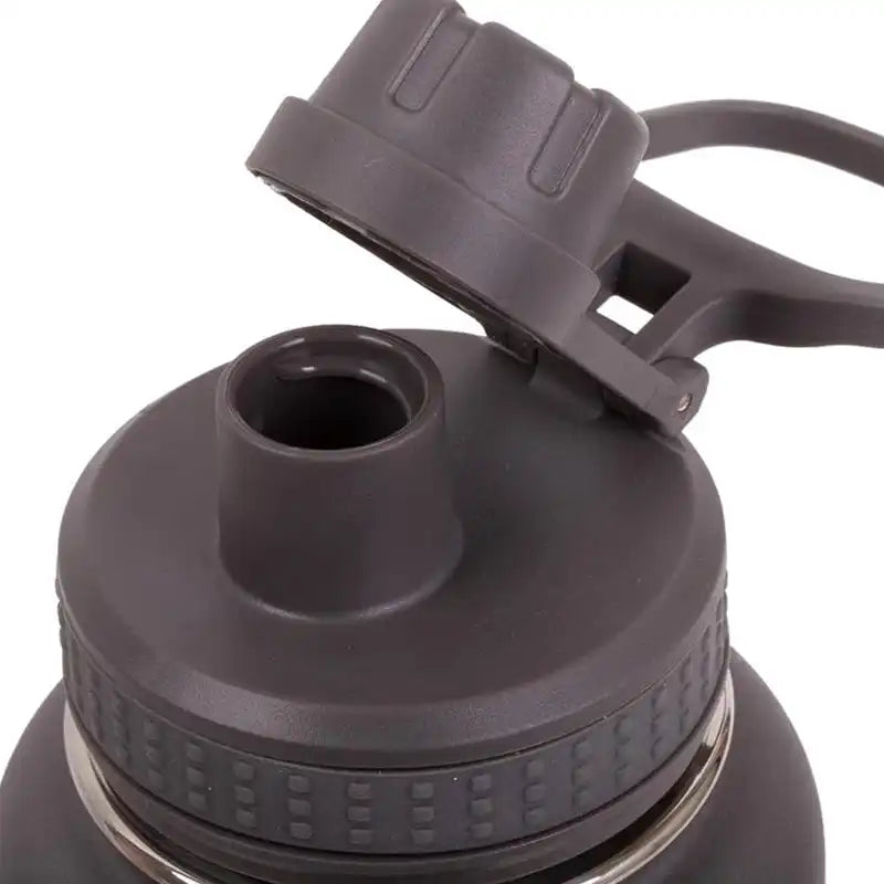 Grey Water bottle lid with threaded drinking spout
