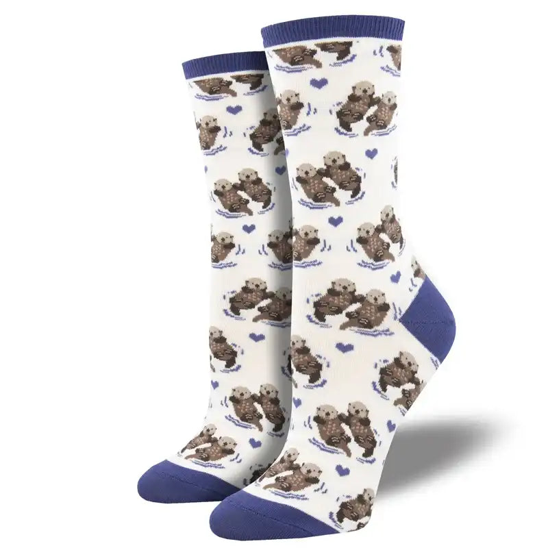 White 'Significant Otter' Women's Printed socks