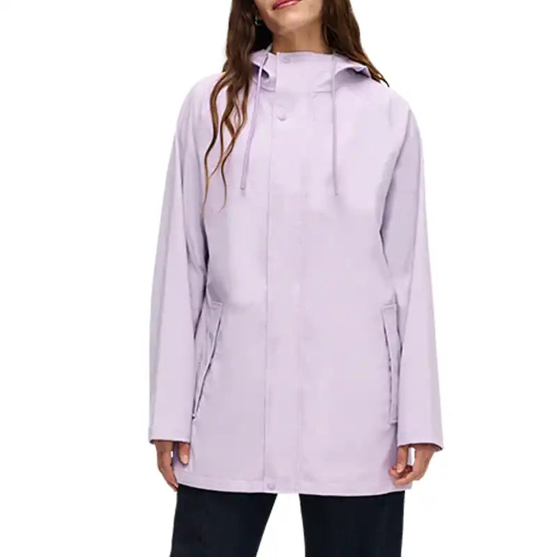 Light purple raincoat worn by a person