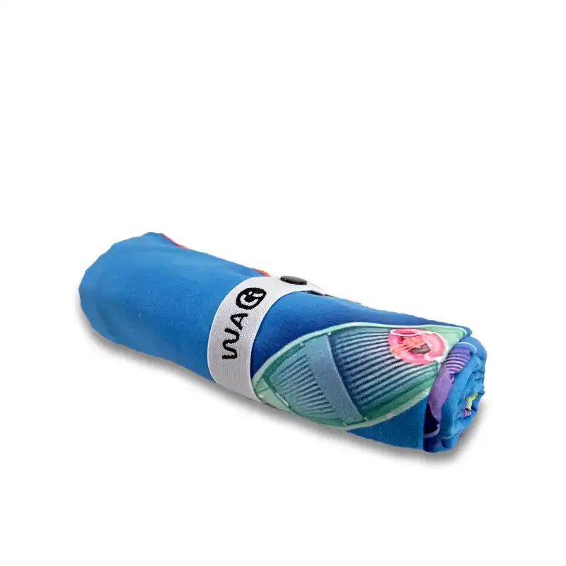 Blue Microfiber towel with a colorful design