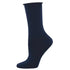Navy Women's Bamboo Roll Top Socks
