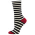Women's Bamboo Black Stripe Roll Top Socks