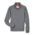 A gray zip-up jacket with a stand-up collar and side pockets
