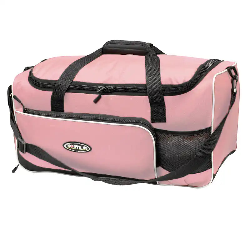 Pink Gym duffel bag with white trim