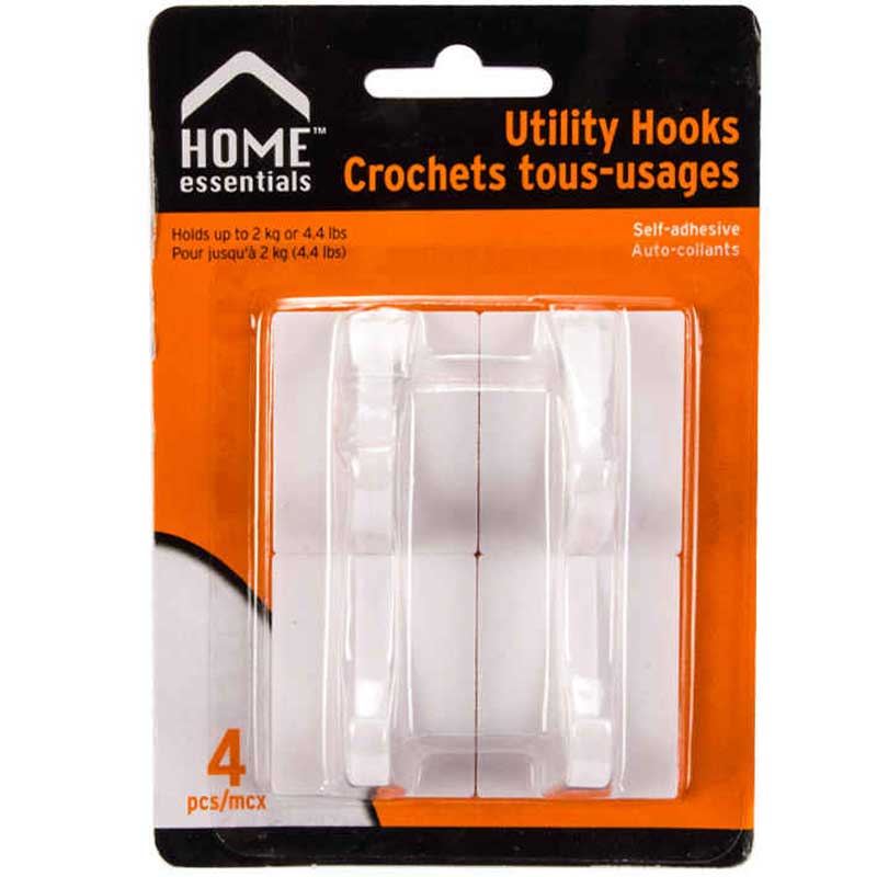Pack of four Stick-On Utility Hooks