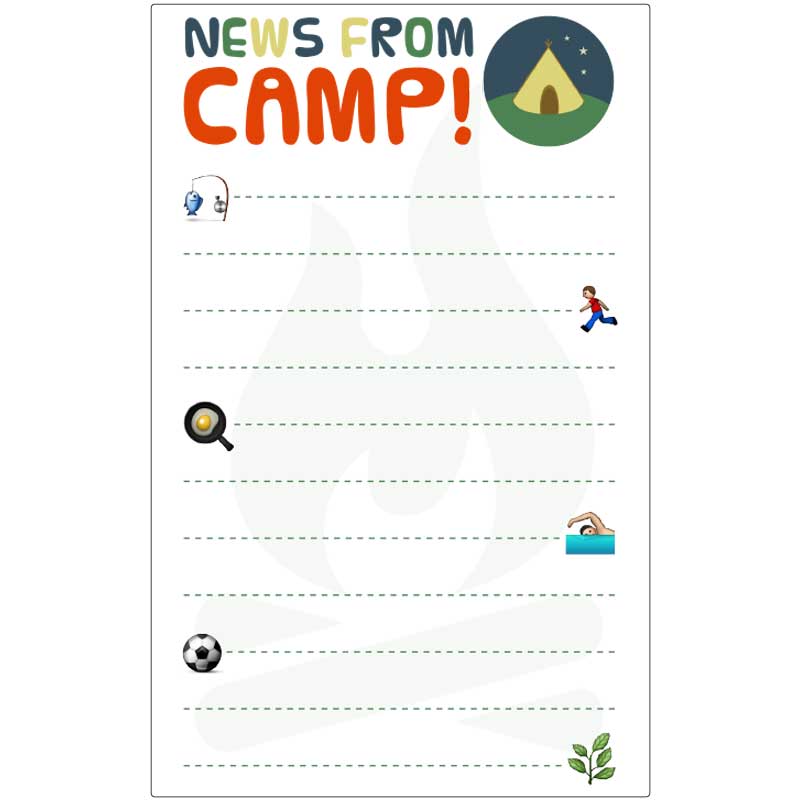 Printed, lined letter paper for Summer Campers