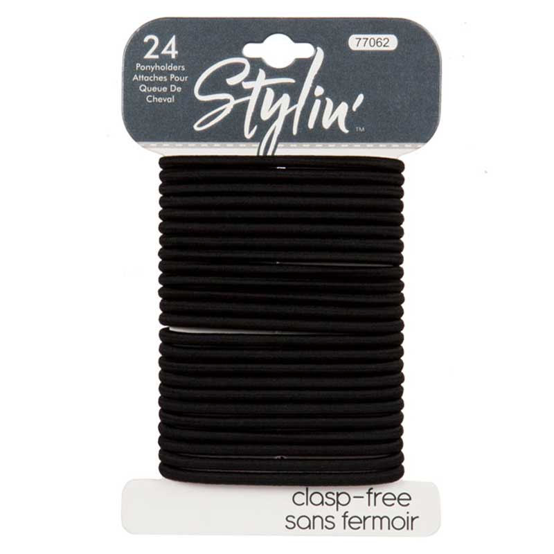24 Black Hair Elastics